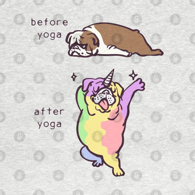 Before Afer Yoga English Bulldog by huebucket